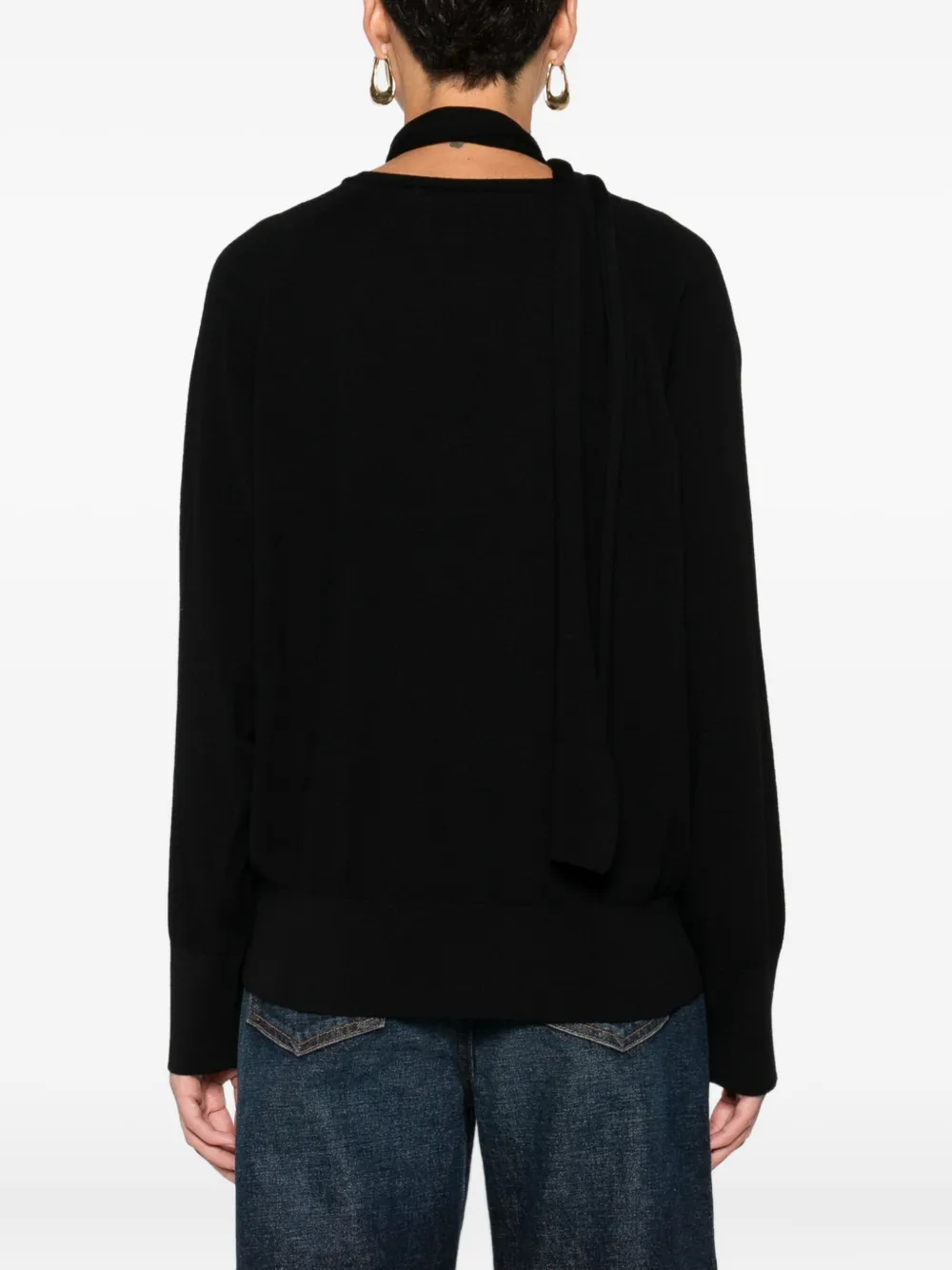 Incotex Asymmetric-neckline Side-slit Sweater In Black