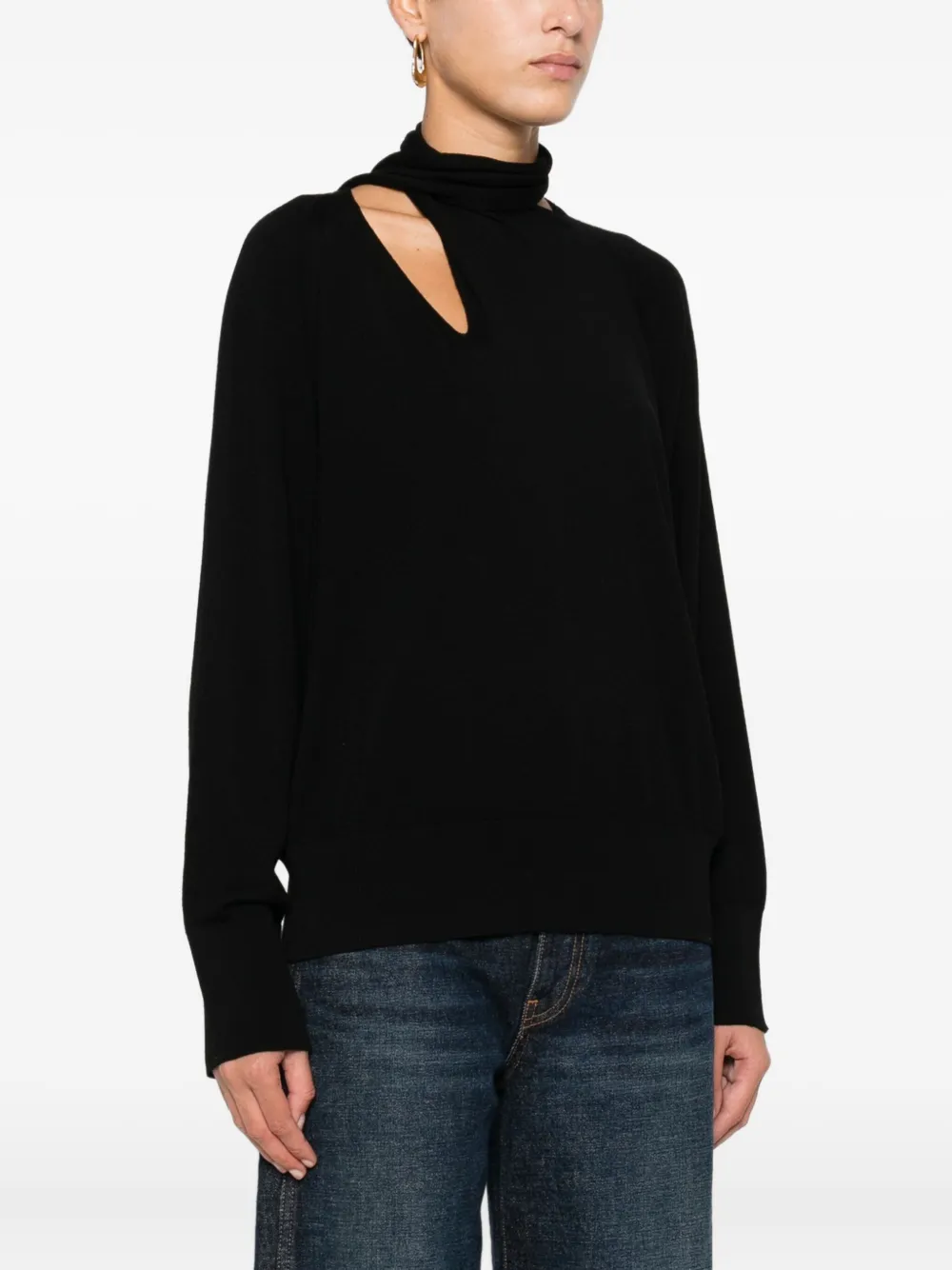 Incotex Asymmetric-neckline Side-slit Sweater In Black