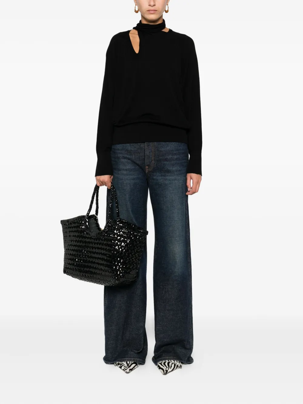 Incotex asymmetric-neckline side-slit sweater | Knitted Sweaters | Image 2