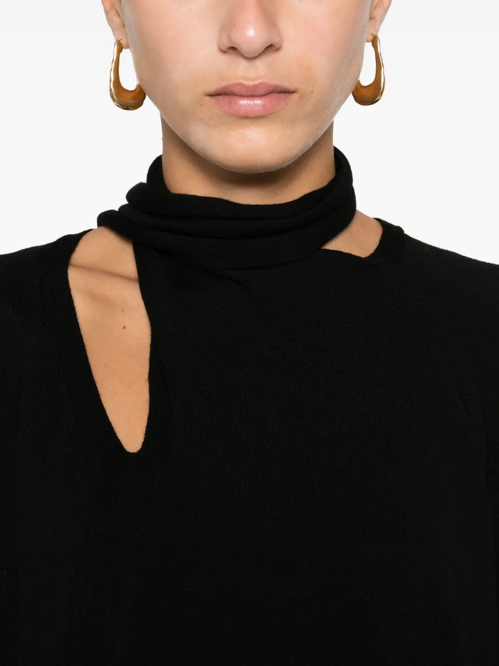 Incotex Asymmetric-neckline Side-slit Sweater In Black