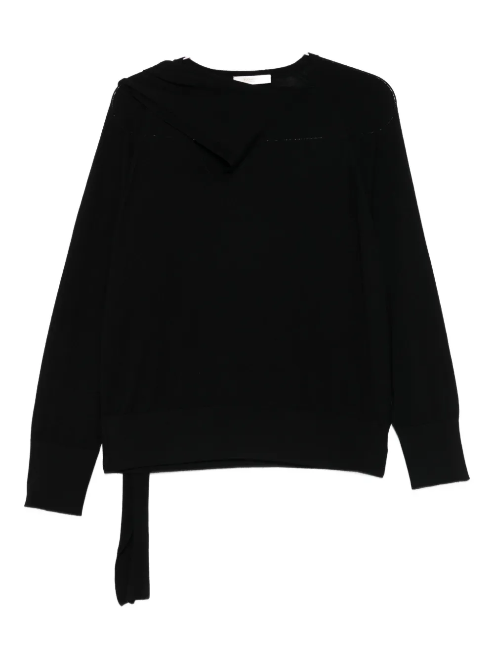 Incotex Asymmetric-neckline Side-slit Sweater In Black