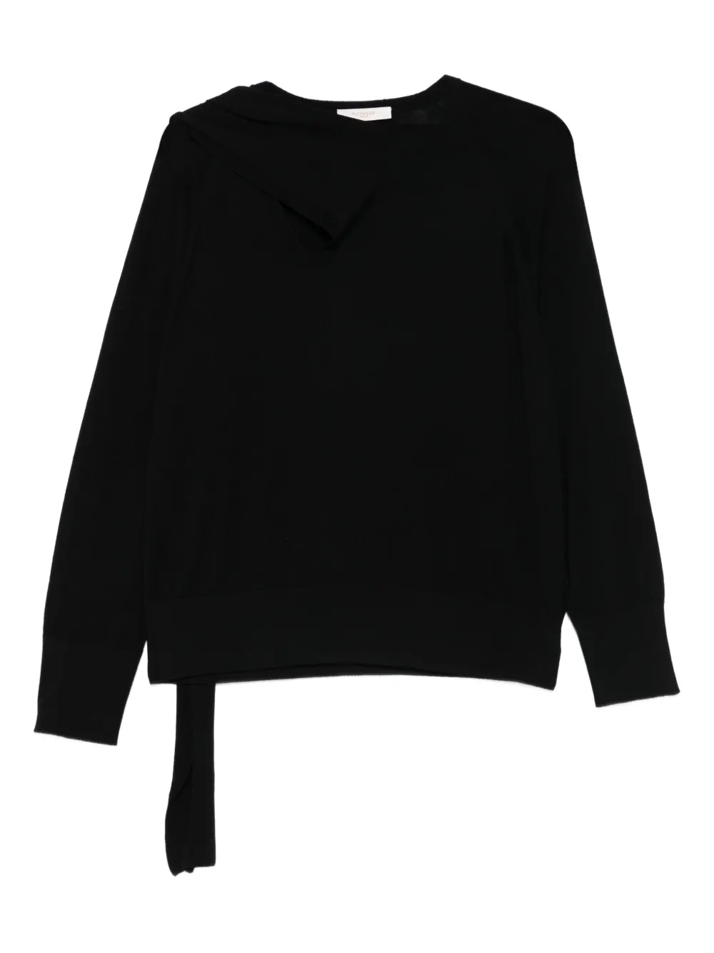 Incotex asymmetric-neckline side-slit sweater | Black | Image 1