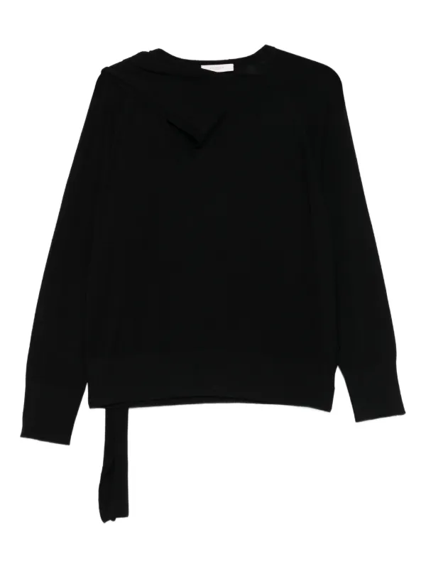 Incotex Asymmetric-neckline Side-slit Sweater in Black