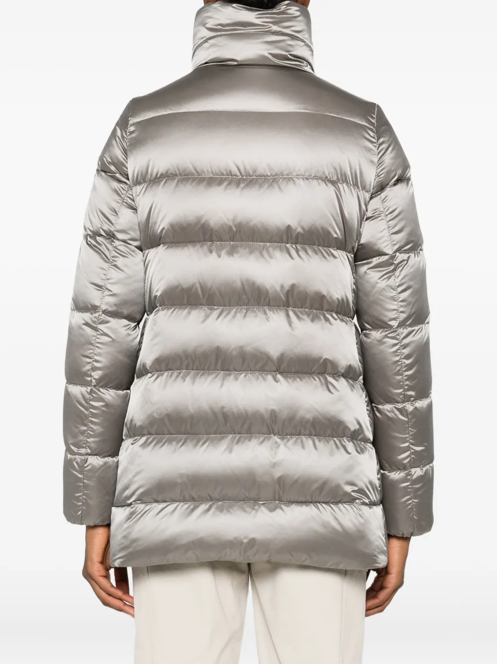 Moorer Quilted High-neck Jacket In Silver