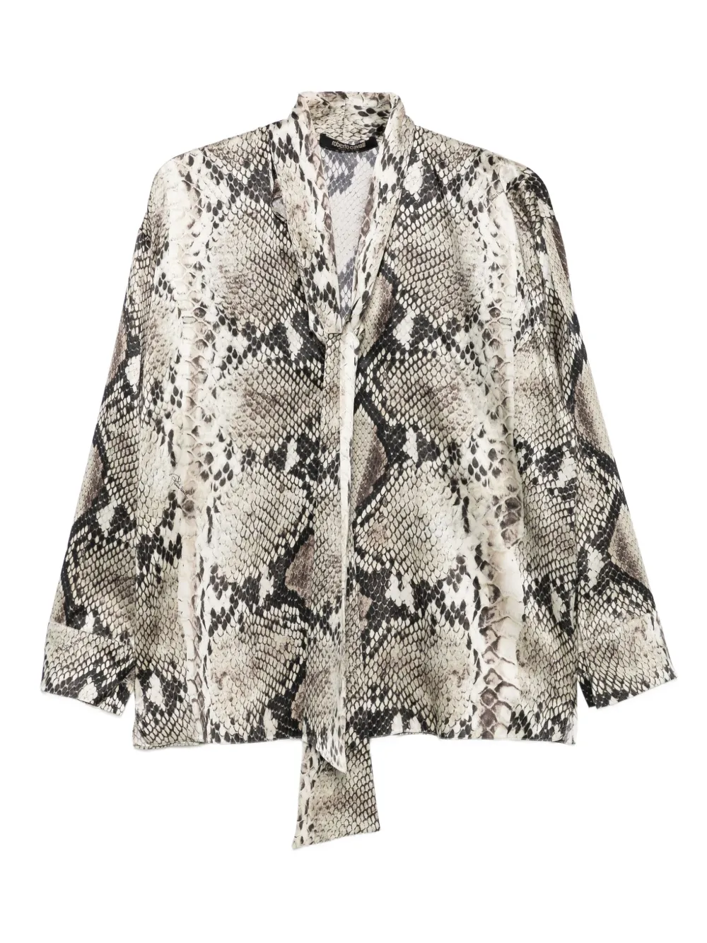 Roberto Cavalli snakeskin-print tie-neck blouse | Neutrals | Image 1