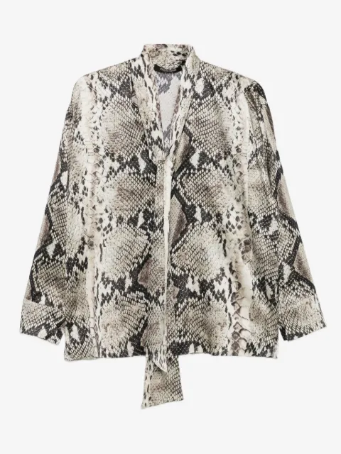 Roberto Cavalli snakeskin-print tie-neck blouse