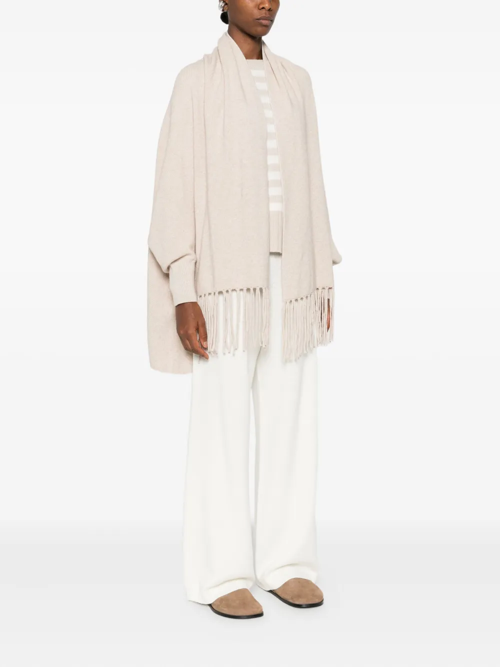 Barbour Fringe-detail Shawl-collar Cardigan In Neutral