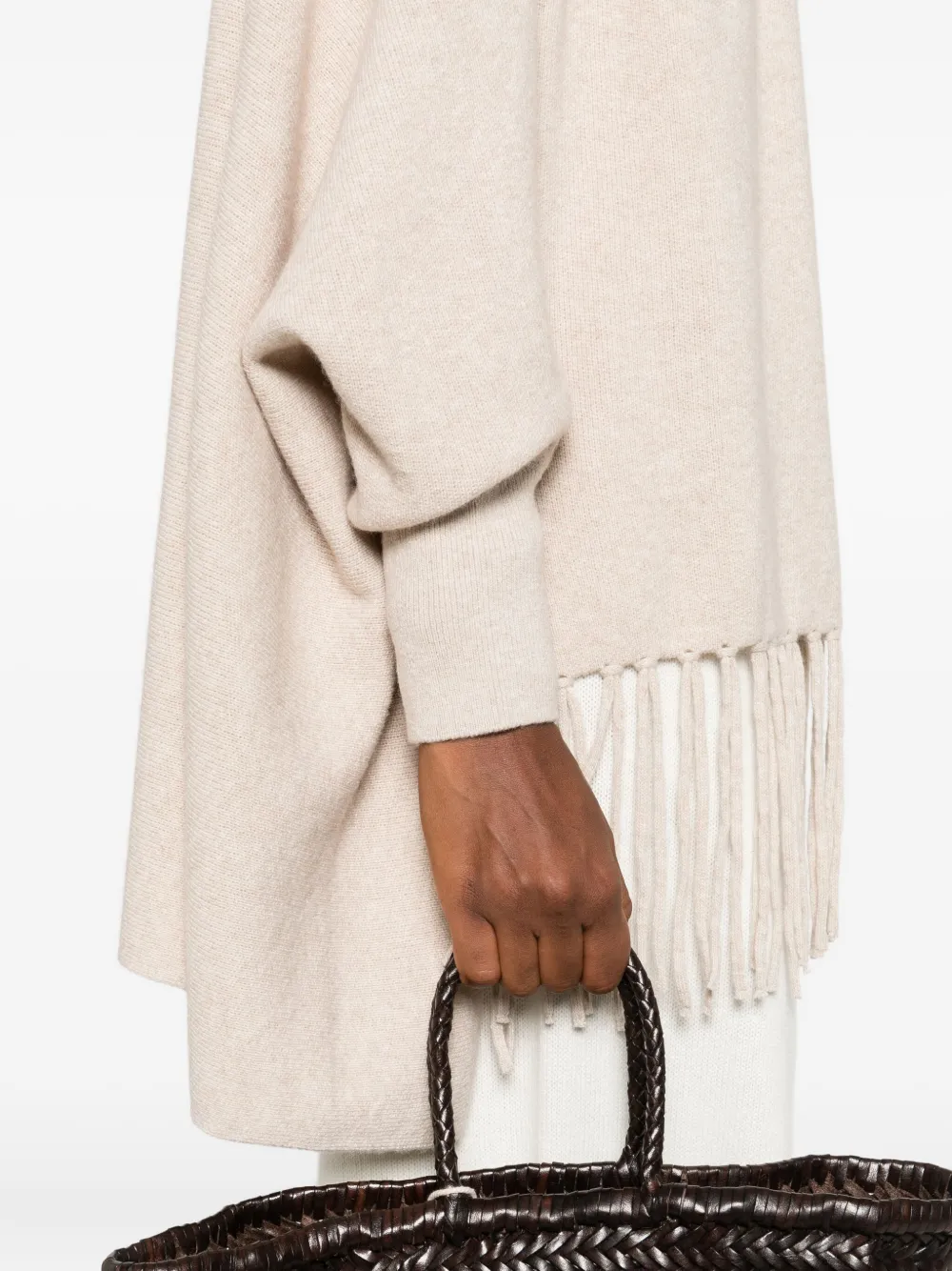 Barbour Fringe-detail Shawl-collar Cardigan In Neutral