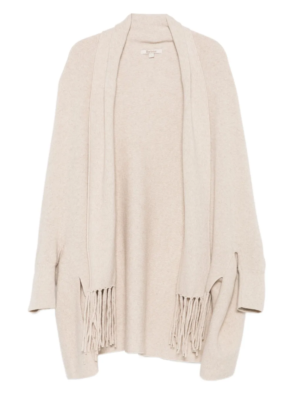 Barbour Fringe-detail Shawl-collar Cardigan In Neutral