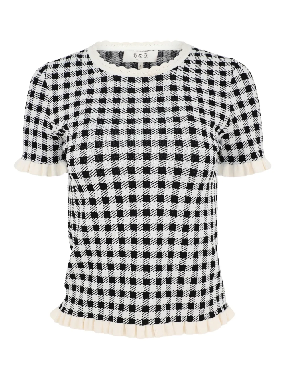 Sea gingham-pattern blouse | White | Image 1