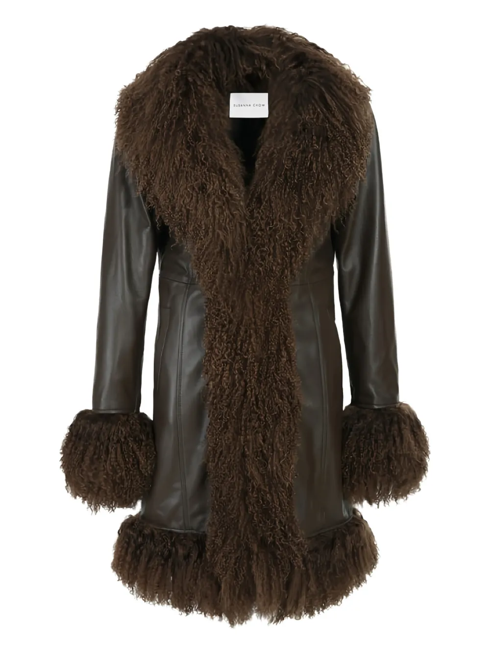 Susana Chow Dorothy shearling-trim leather coat | Brown | Image 1