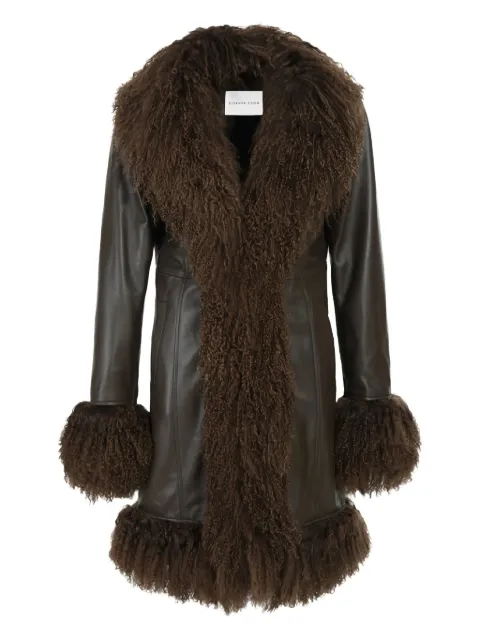 Susana Chow Dorothy shearling-trim leather coat