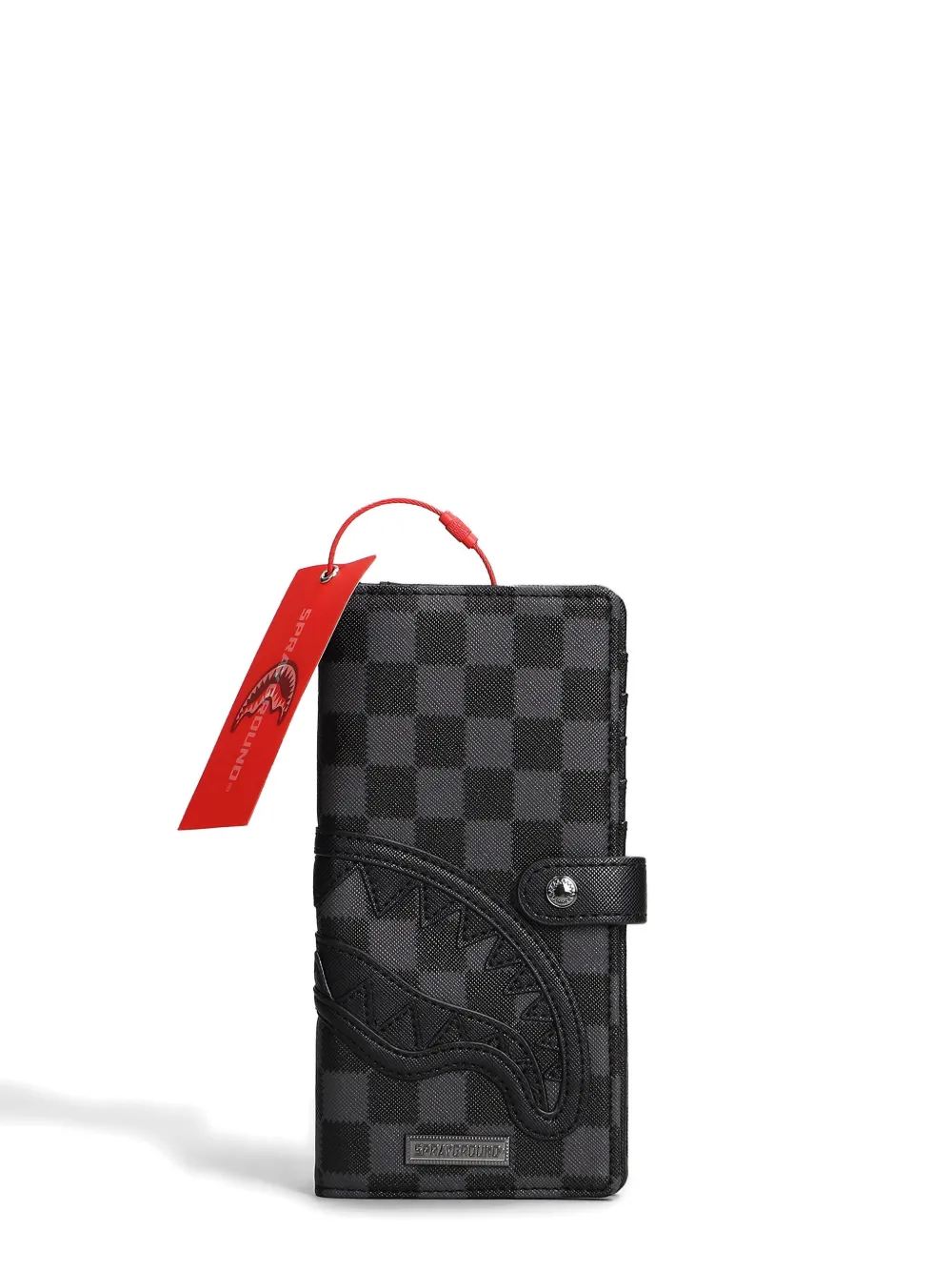 Sprayground Chequered Shark Wallet In Black