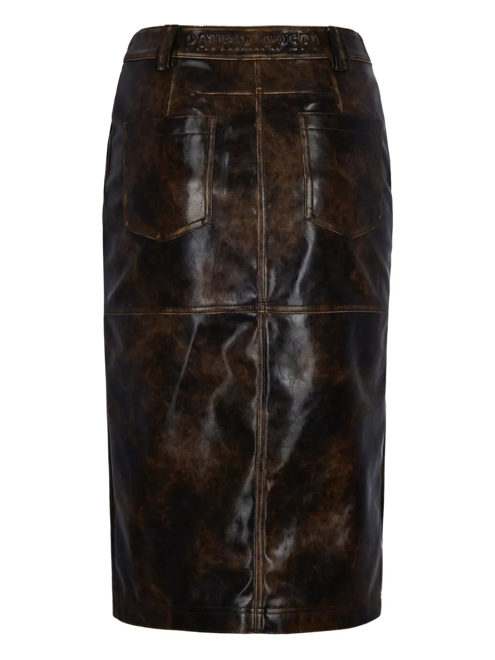 Patrizia Pepe Leather-effect Panelled Midi Skirt In Black