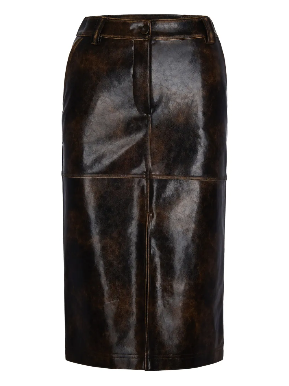 Patrizia Pepe Leather-effect Panelled Midi Skirt In Black