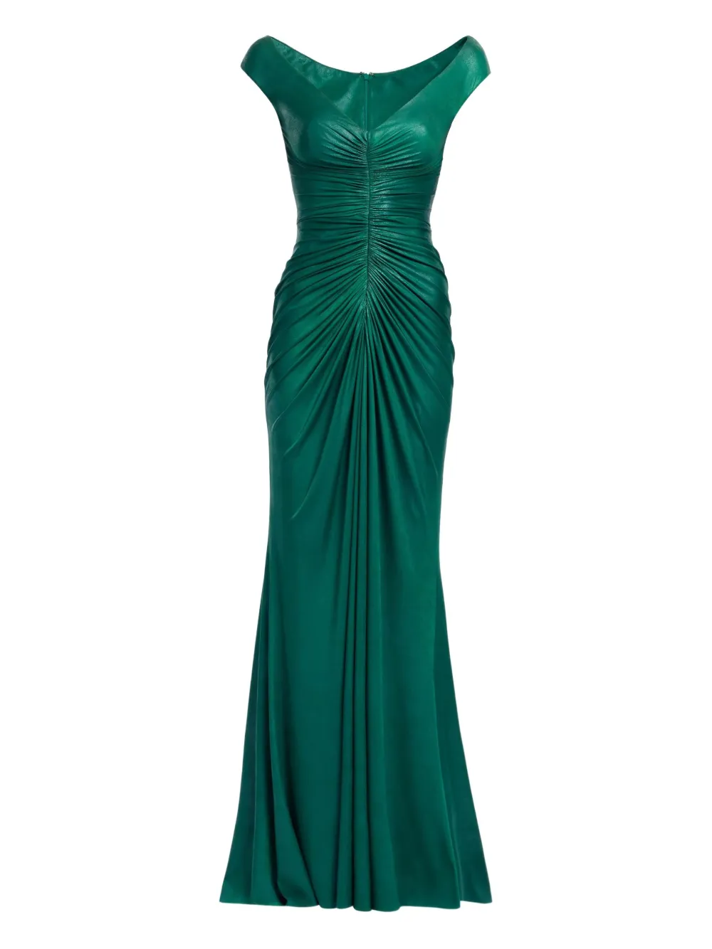 Elie Saab off-the-shoulder jersey maxi dress - グリーン Elie Saab off-the-shoulder jersey maxi dress - グリーン