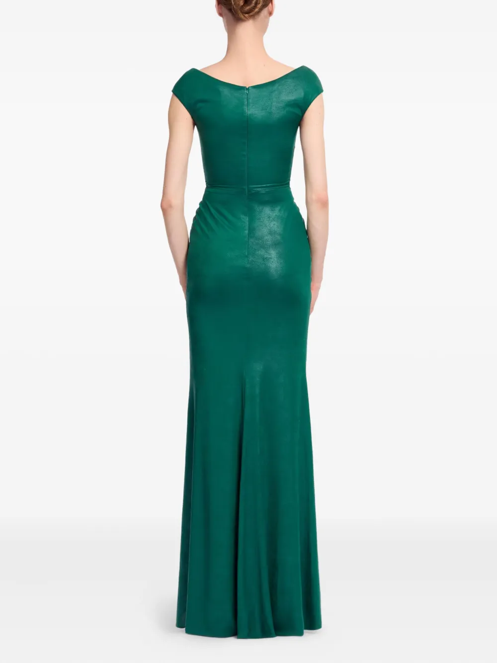 Elie Saab Off-the-shoulder Jersey Maxi Dress In Green