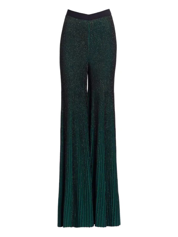 Elie Saab Metallic Trousers in Green