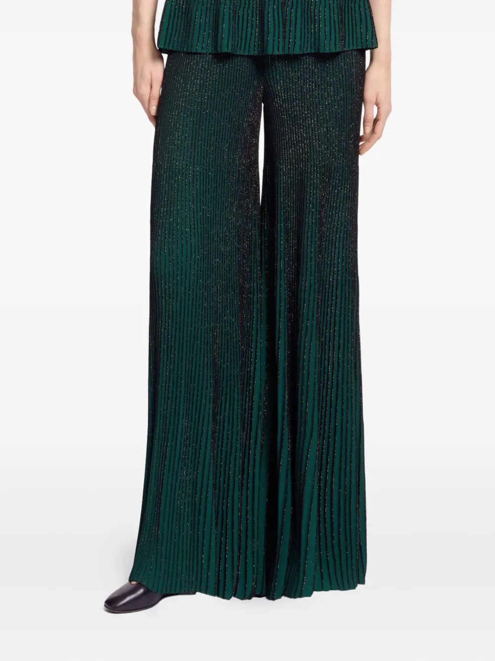 Elie Saab Metallic Trousers In Green