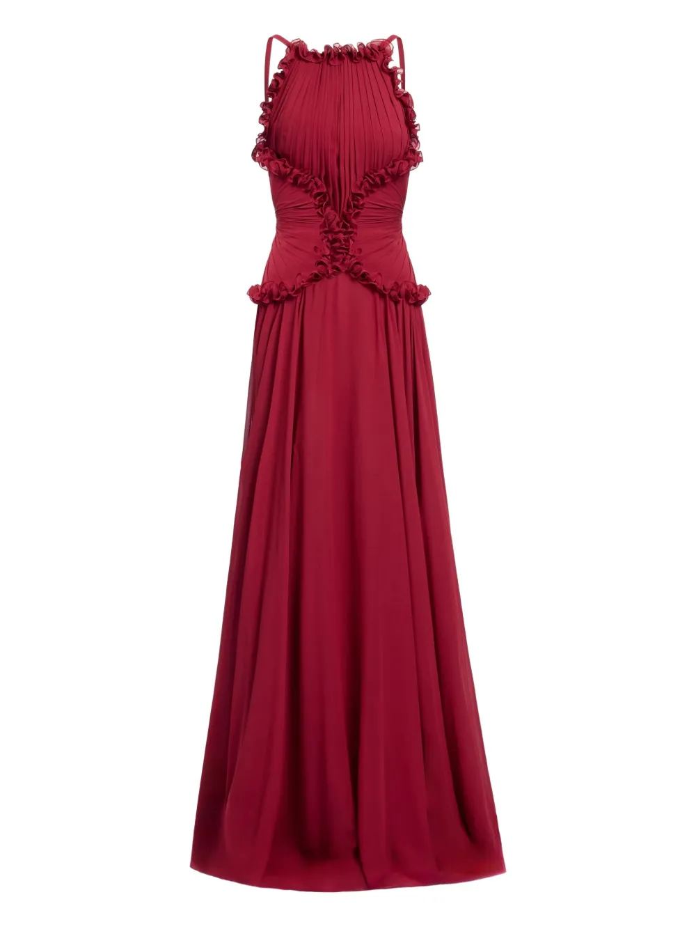 Elie Saab robe en soie à coupe longue | rouge | Image 1