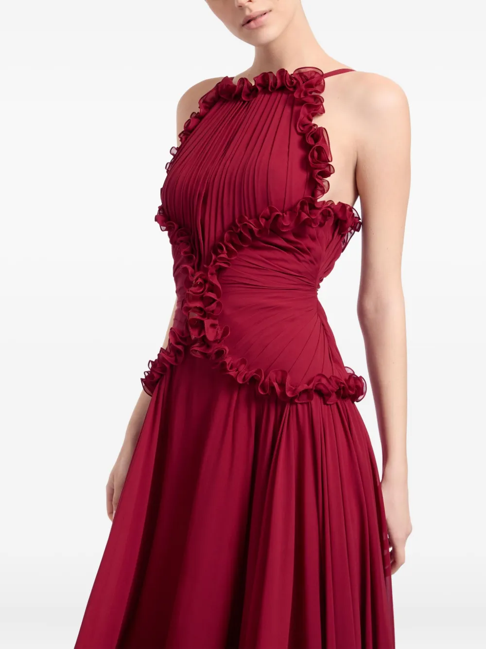 Elie Saab Zijden maxi-jurk Rood