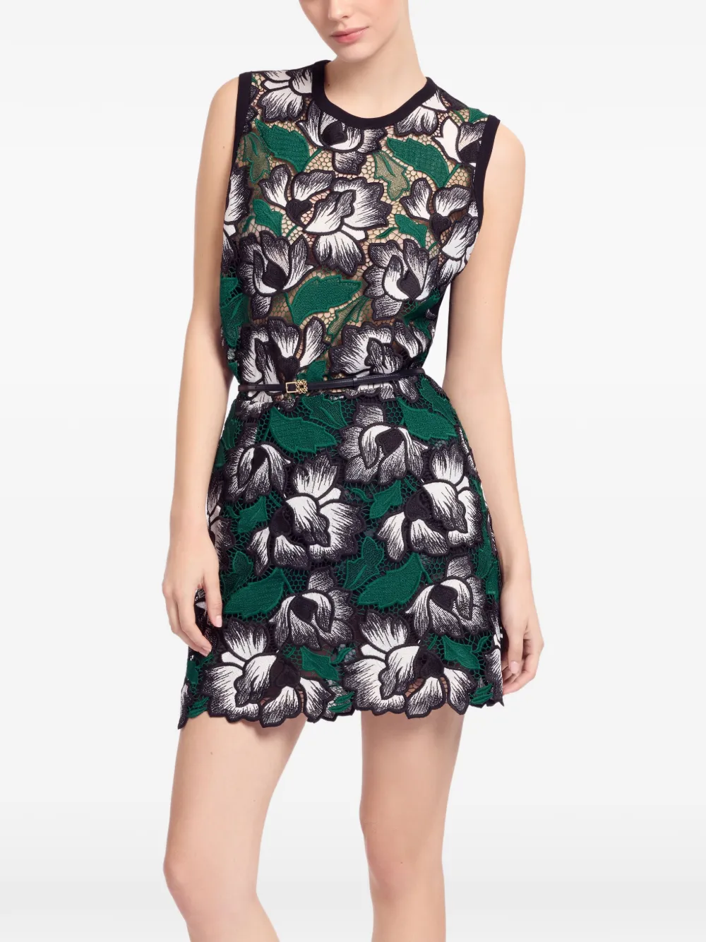 Elie Saab Macramé top met bloemen Zwart