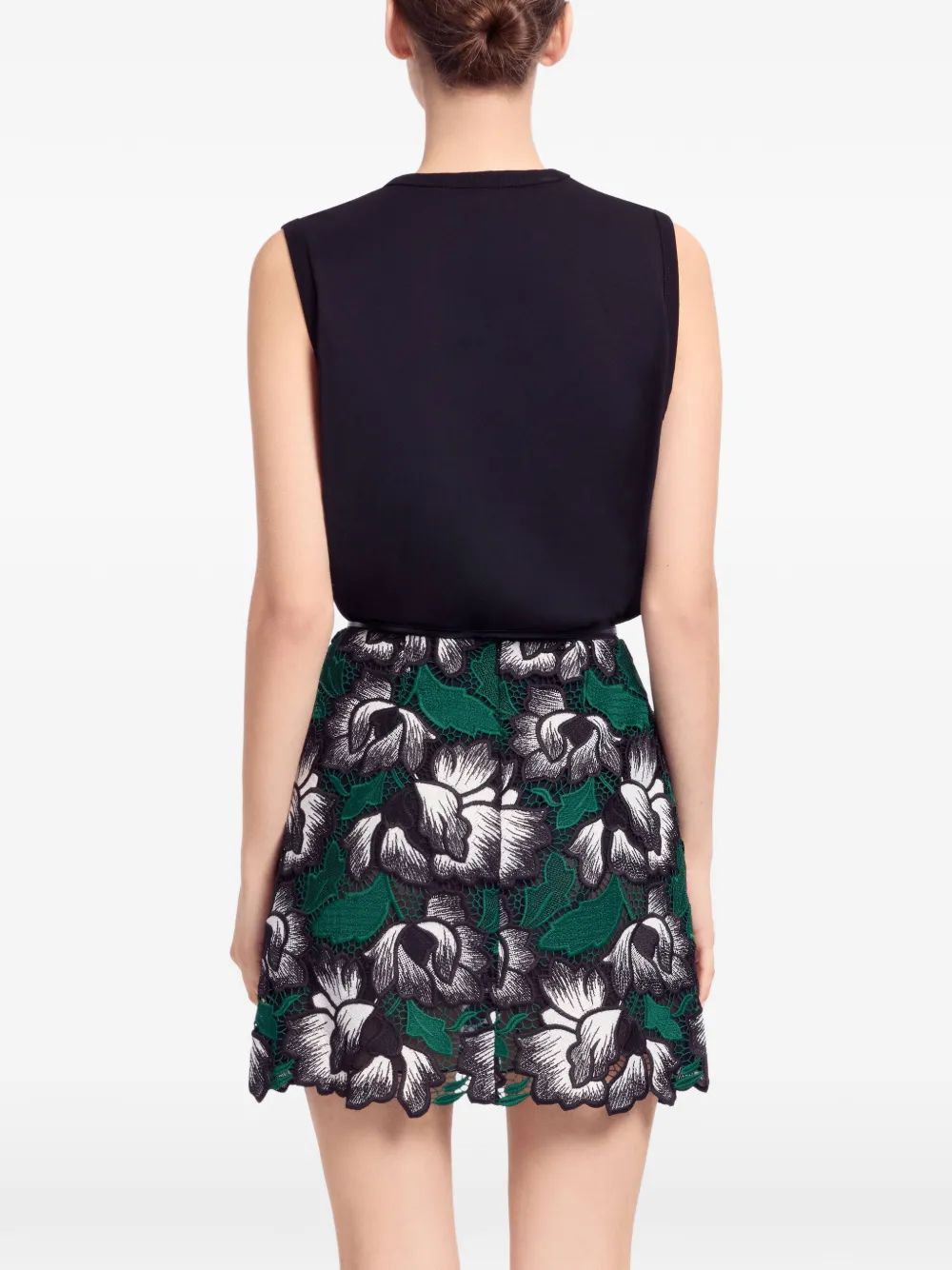 Elie Saab Macramé top met bloemen Zwart
