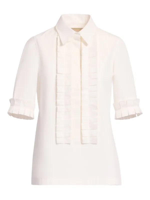 Elie Saab Pleated Shirt in Neutrals