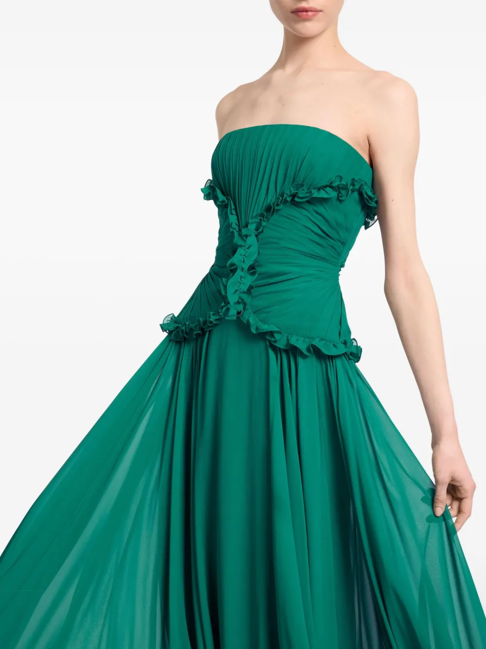 Elie Saab Zijden maxi-jurk Groen