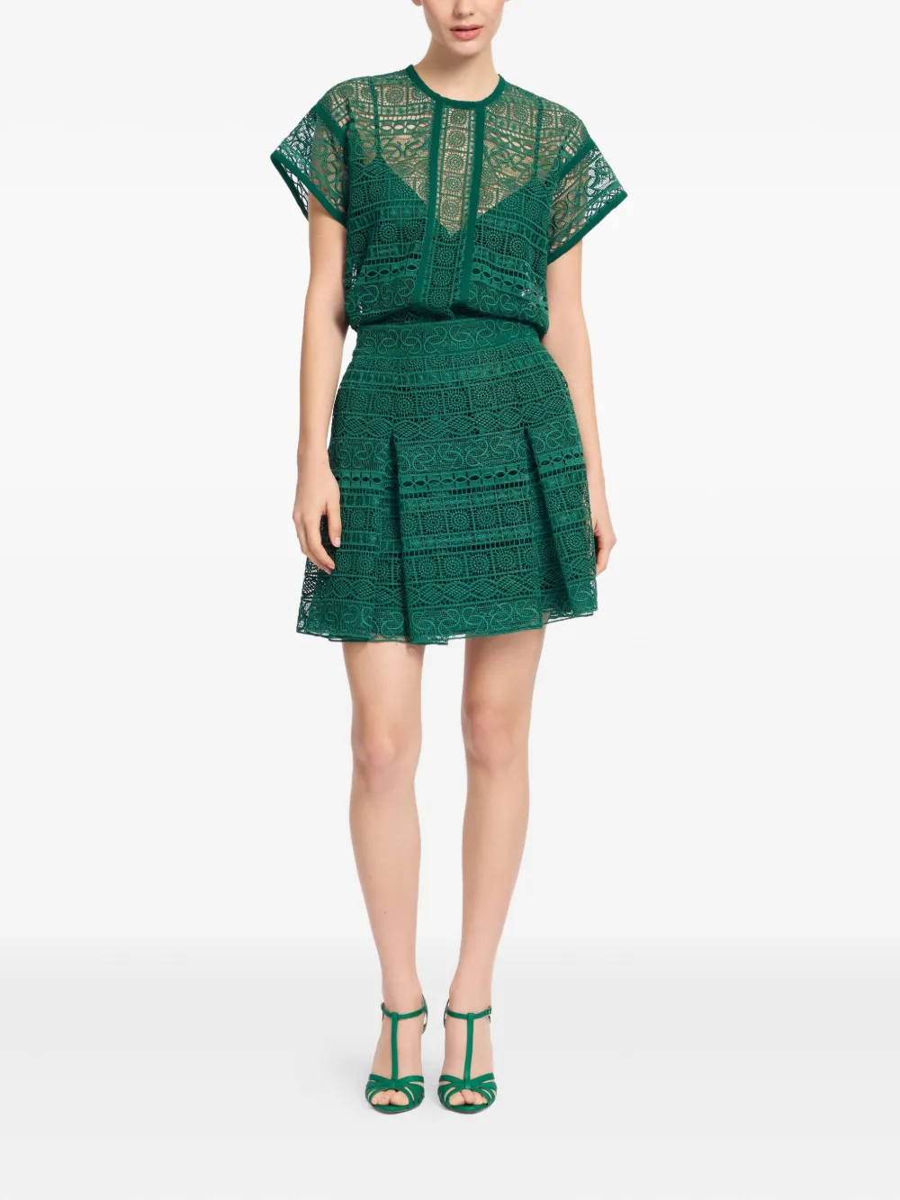 Elie Saab Macramé Skirt in Green, view 2