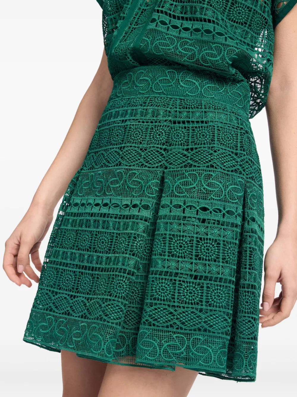 Elie Saab Macramé Skirt in Green, view 4