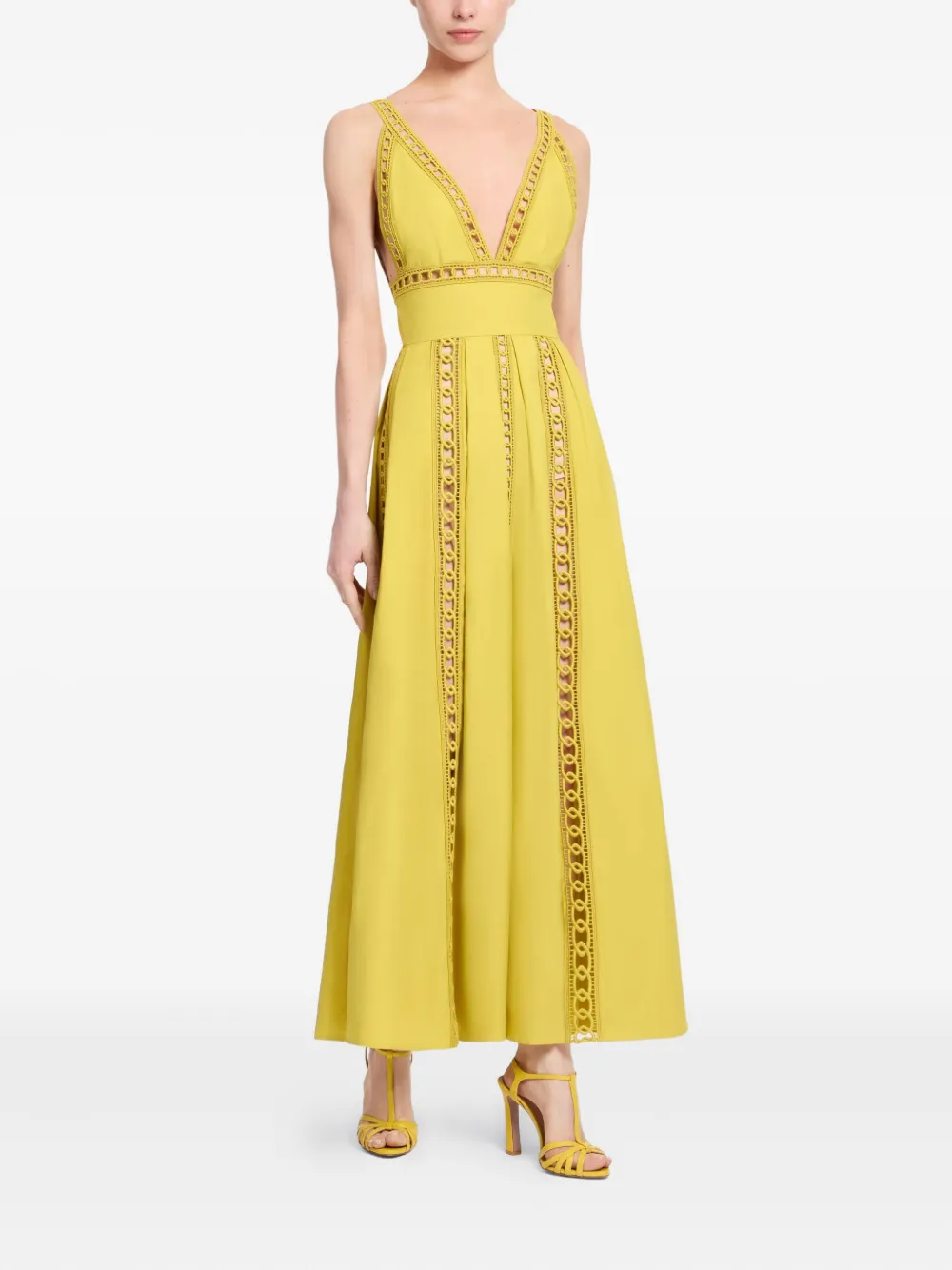 Elie Saab v-neck midi dress - Geel