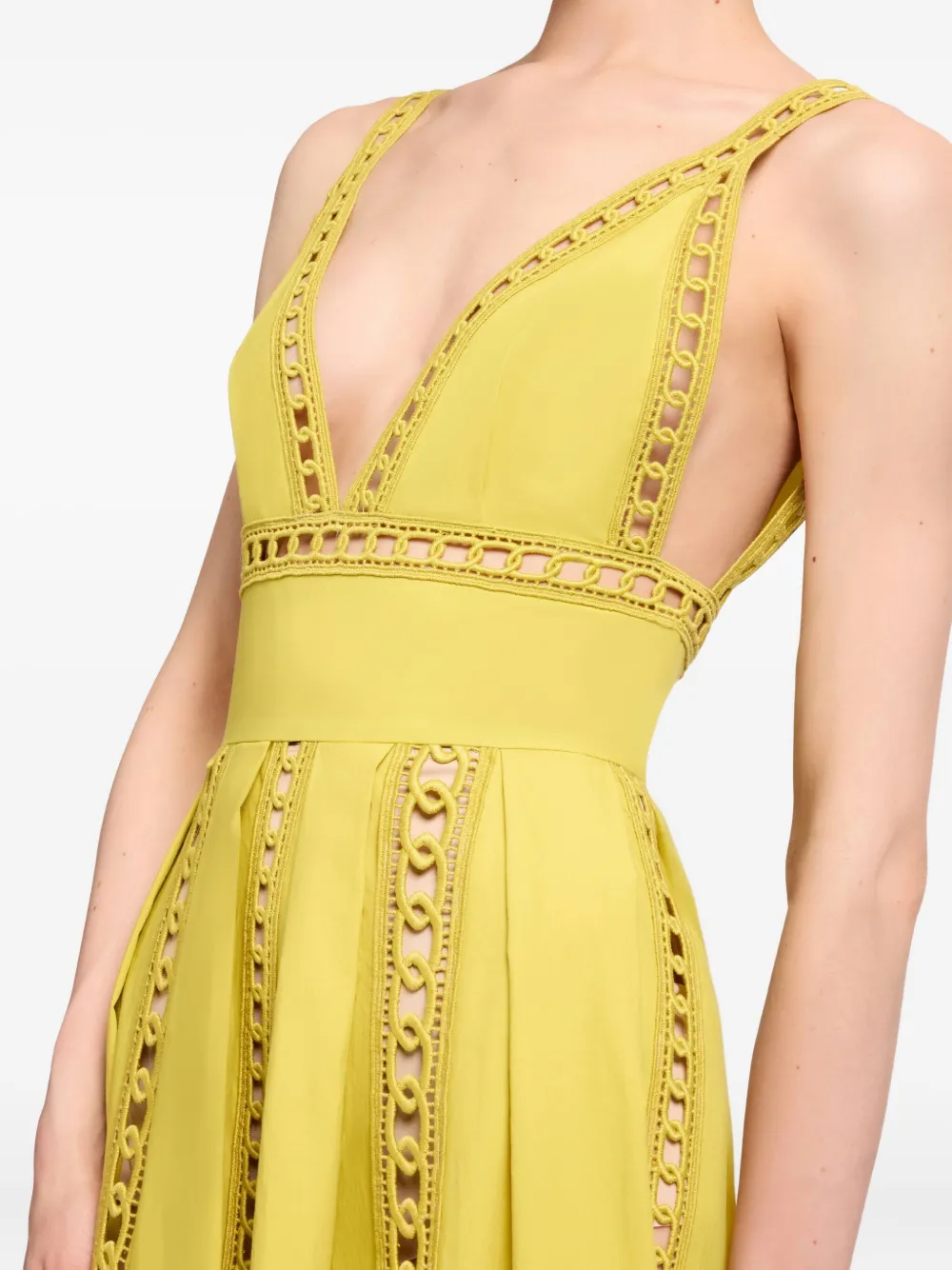 Elie Saab V-neck Midi Dress In Yellow