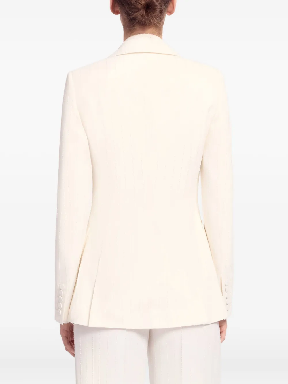 Elie Saab Embellished Pinstripe Crepe Blazer In White