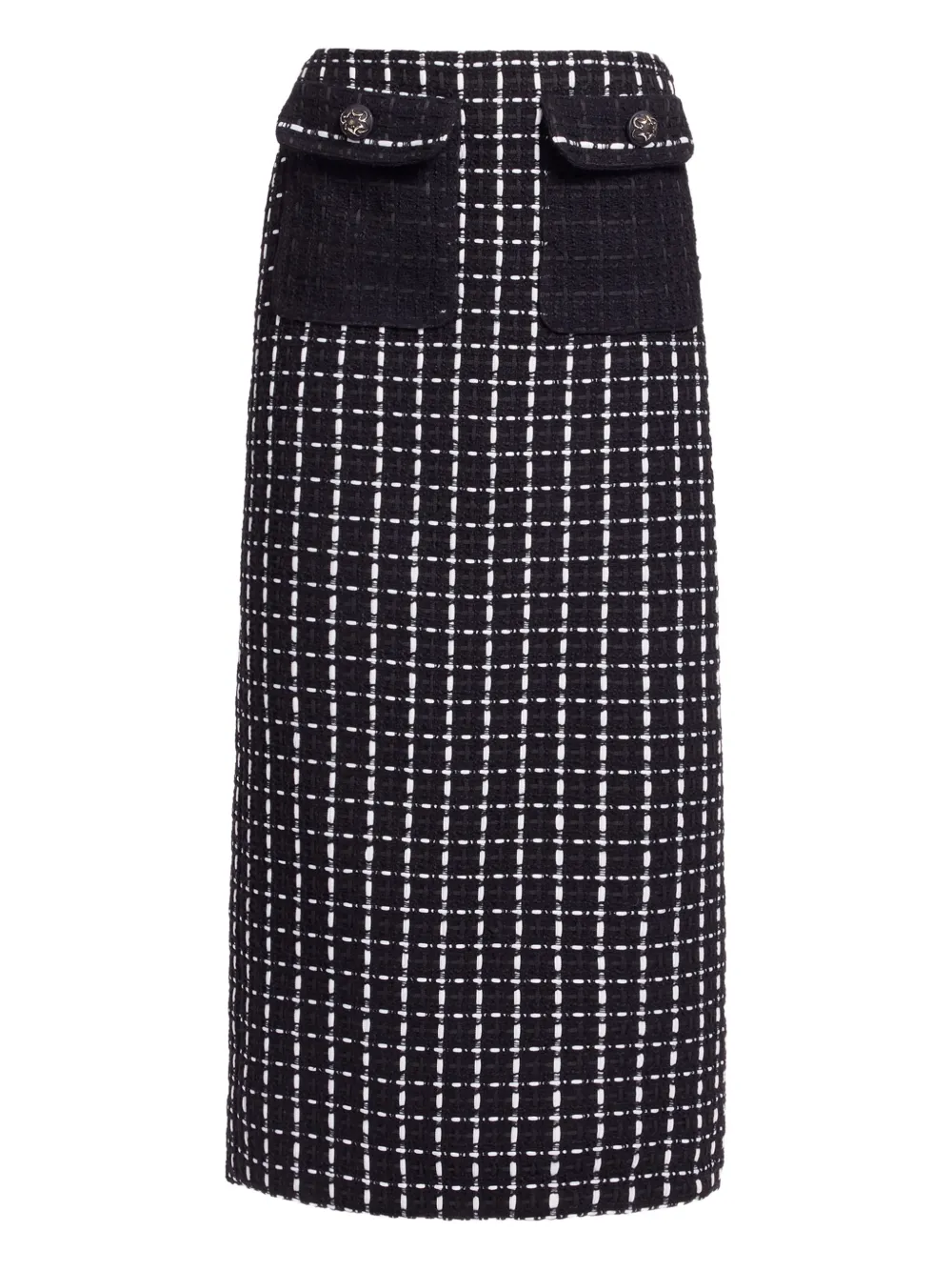Elie Saab tweed midi skirt - Nero