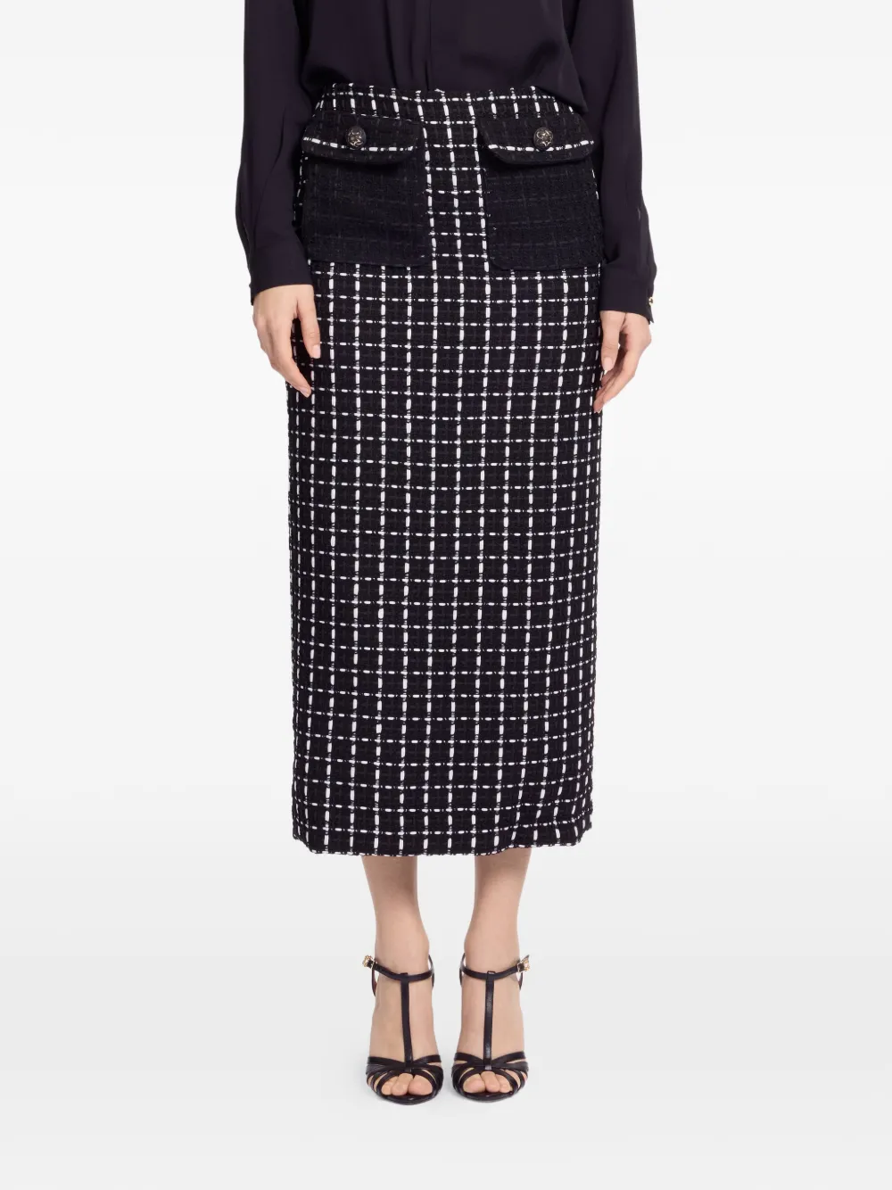 Elie Saab tweed midi skirt - Zwart