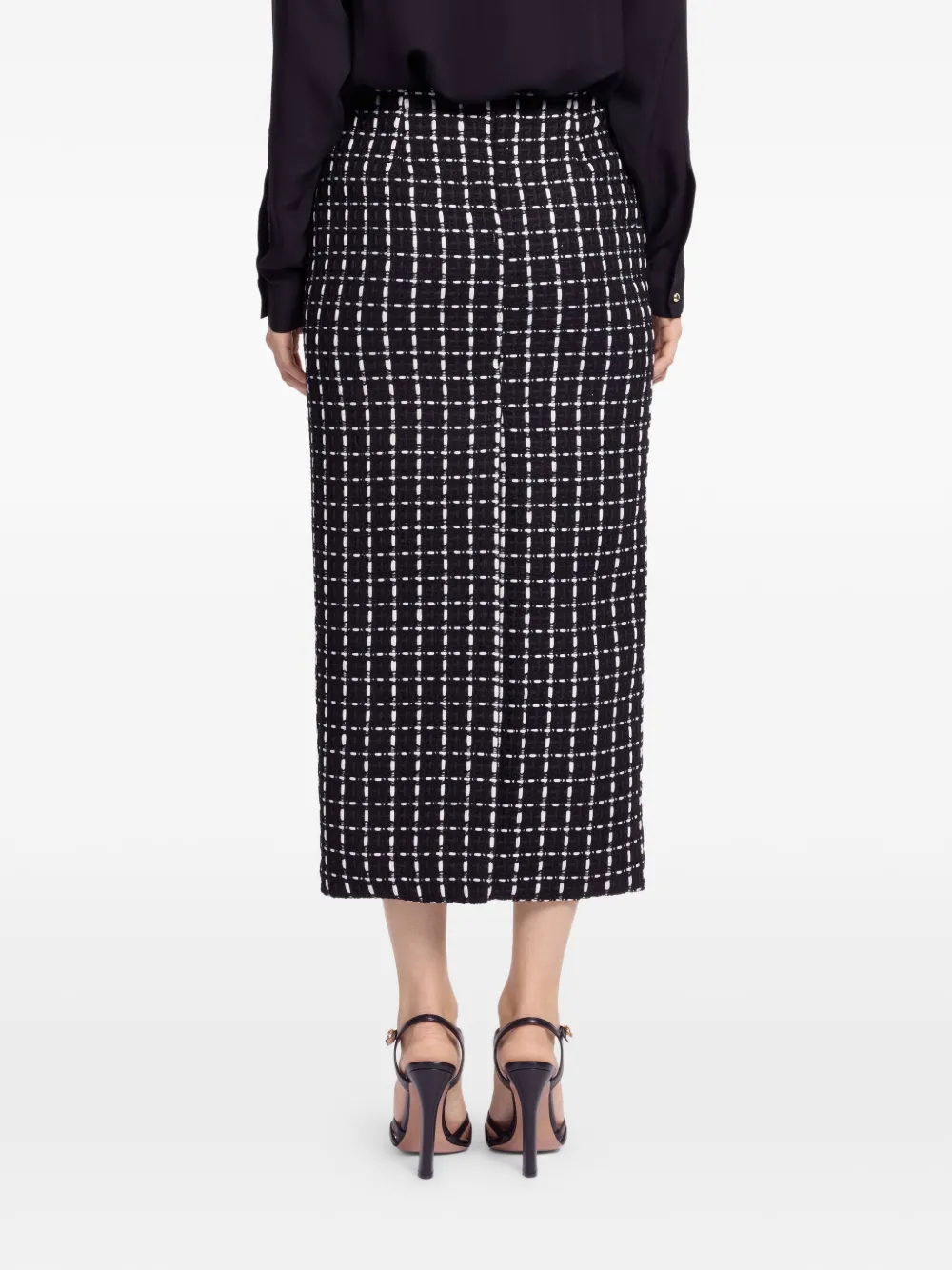 Elie Saab Tweed midi-rok Zwart