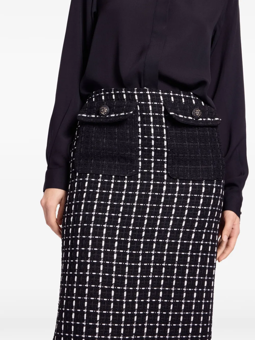 Elie Saab Tweed midi-rok Zwart