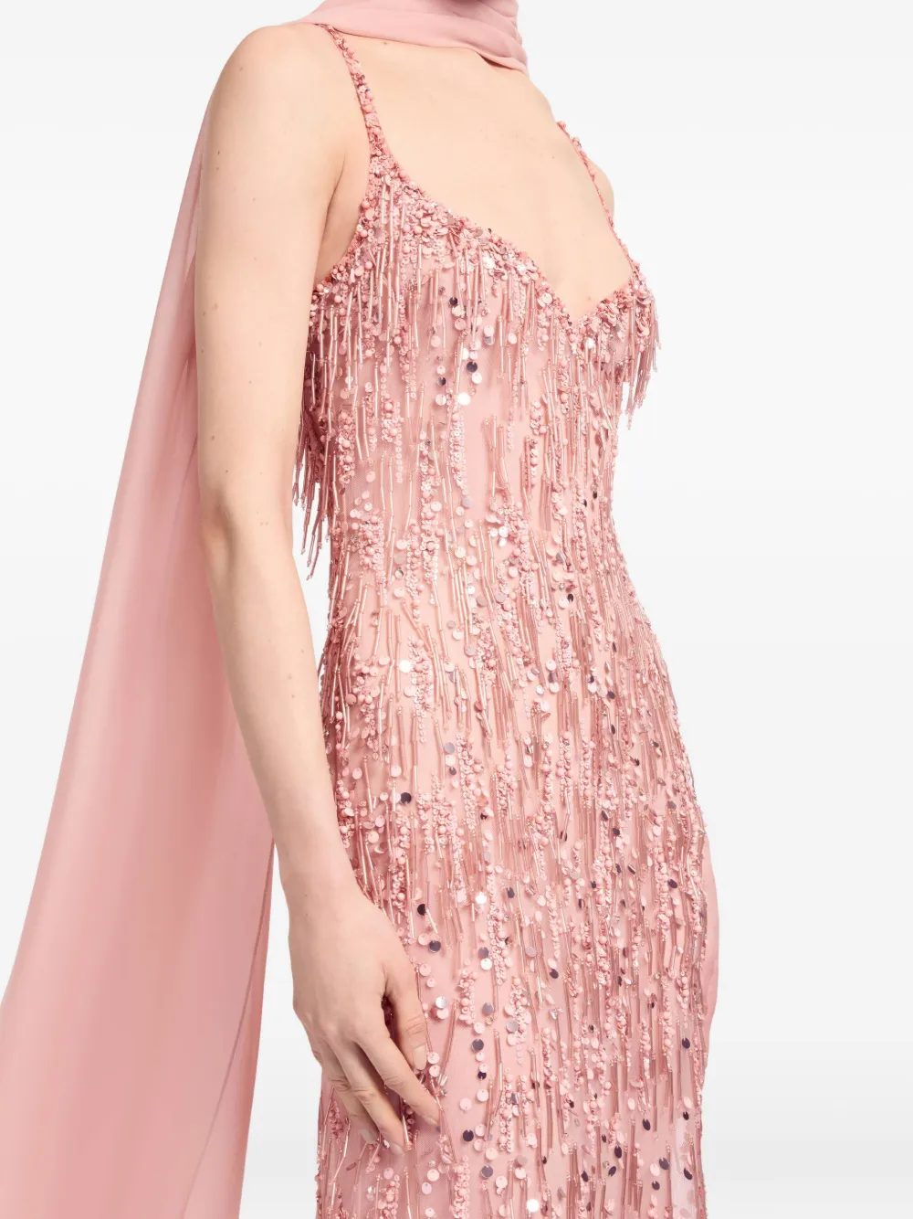 Elie Saab Bead-embellished Maxi Dress In Pink