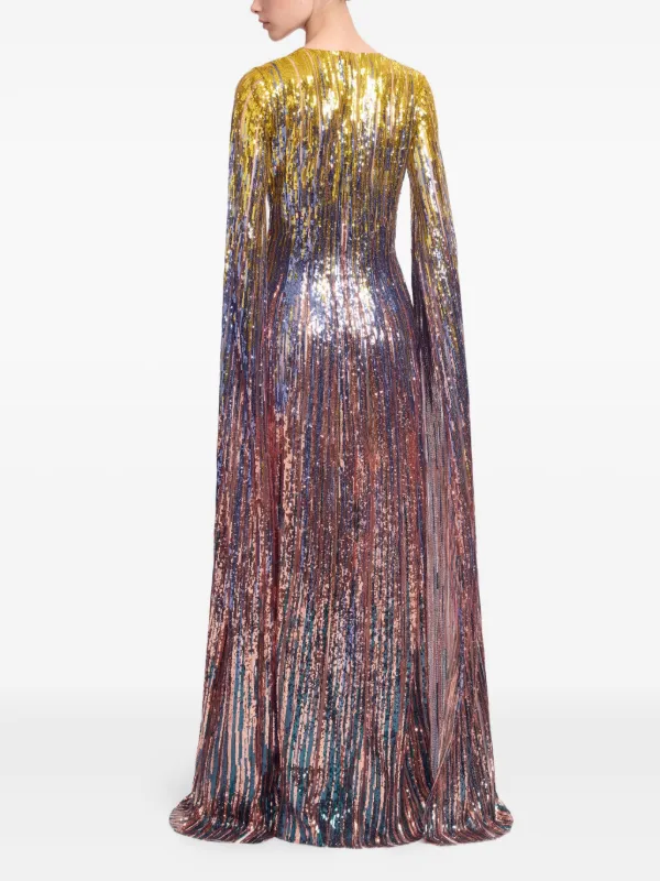 Elie Saab Sequin Embellished Maxi Dress - Blue