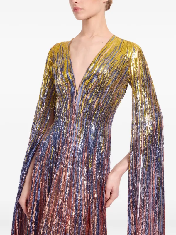 Elie Saab Sequin Embellished Maxi Dress - Blue