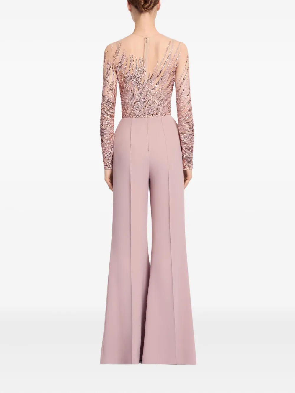 Elie Saab Jumpsuit verfraaid met pailletten en tule Roze