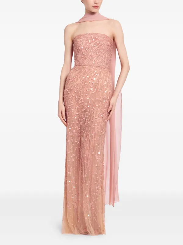 Elie Saab bead-embroidered Strapless Maxi Dress | Pink | FARFETCH Elie Saab bead-embroidered Strapless Maxi Dress | Pink | FARFETCH