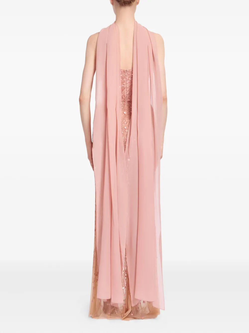 Elie Saab Bead-embroidered Strapless Maxi Dress In Pink