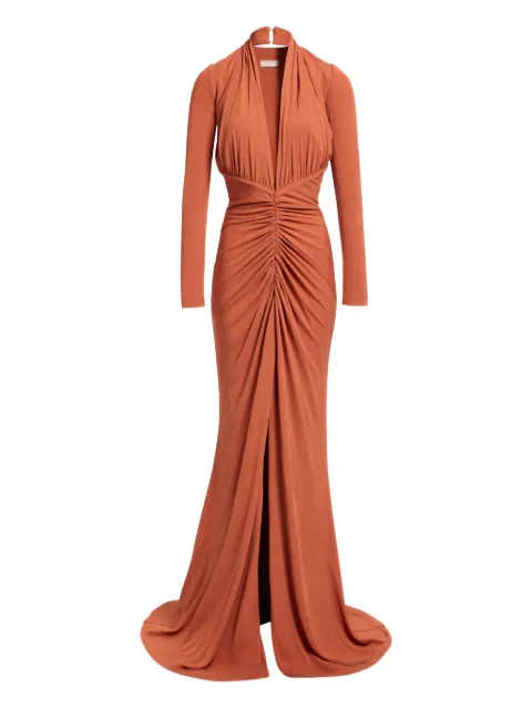 Elie Saab criss-cross long-sleeve maxi dress