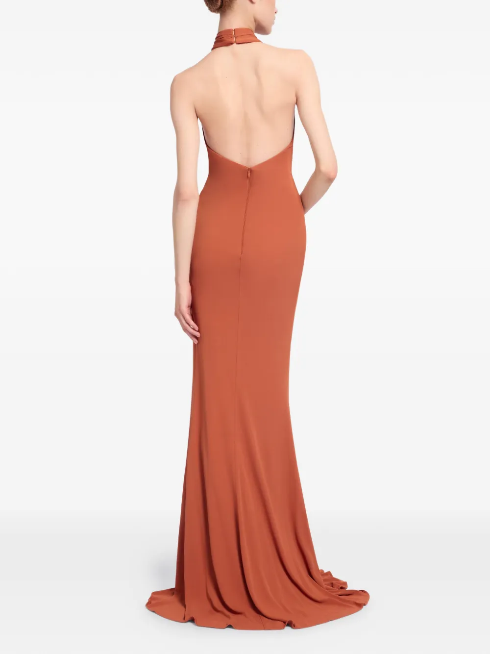 Elie Saab Maxi-jurk met lange mouwen en gekruiste design Oranje