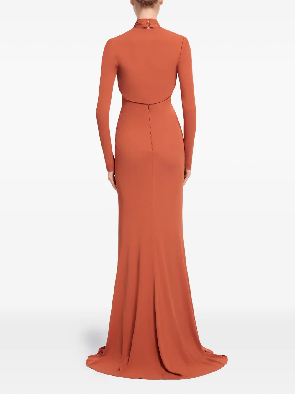 Elie Saab Maxi-jurk met lange mouwen en gekruiste design Oranje