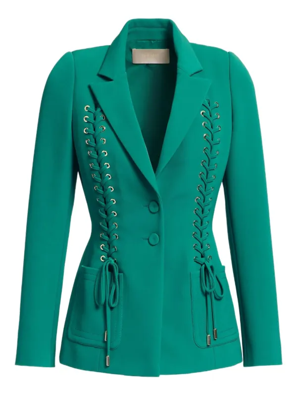 Elie Saab Lace-up Blazer in Green