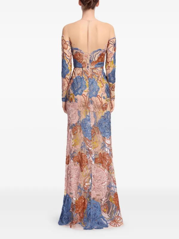 embroidered sequin maxi dress Goddiva Embroidered Sequin & Mesh Maxi Dress main image 1