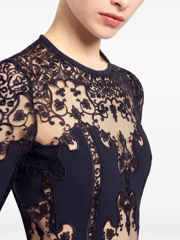 Elie Saab floral-embroidered Maxi Dress | Black | FARFETCH